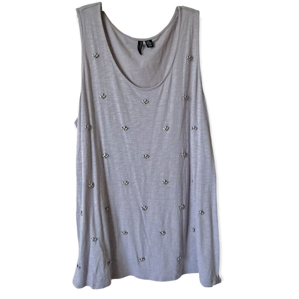 Cynthia Rowley Gray Jeweled Tank Top